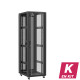 En kit - Baie serveur 42U 600x800x2060mm (LxPxH) 800kg, Porte avant en verre / Porte arrière double nid d'abeille, Sans panneaux latéraux