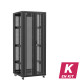 En kit - Baie serveur 42U 800x800x2060mm (LxPxH) 800kg, Porte avant en verre double / Porte arrière double nid d'abeille, Sans panneaux latéraux