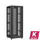 En kit - Baie serveur 42U 800x800x2060mm (LxPxH) 800kg, Porte avant en verre / Porte arrière double nid d'abeille, Sans panneaux latéraux